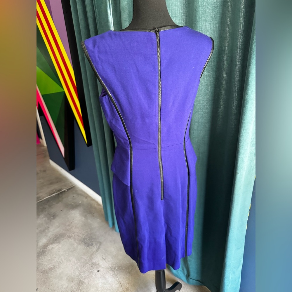 Milly Vibrant Purple Fitted Dress with leather trim - Picture 5 of 7